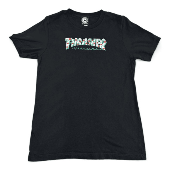 Thrasher Skateboard Magazine Shirt Adult MEDIUM Black Rose Spell Out Skater - Picture 1 of 4
